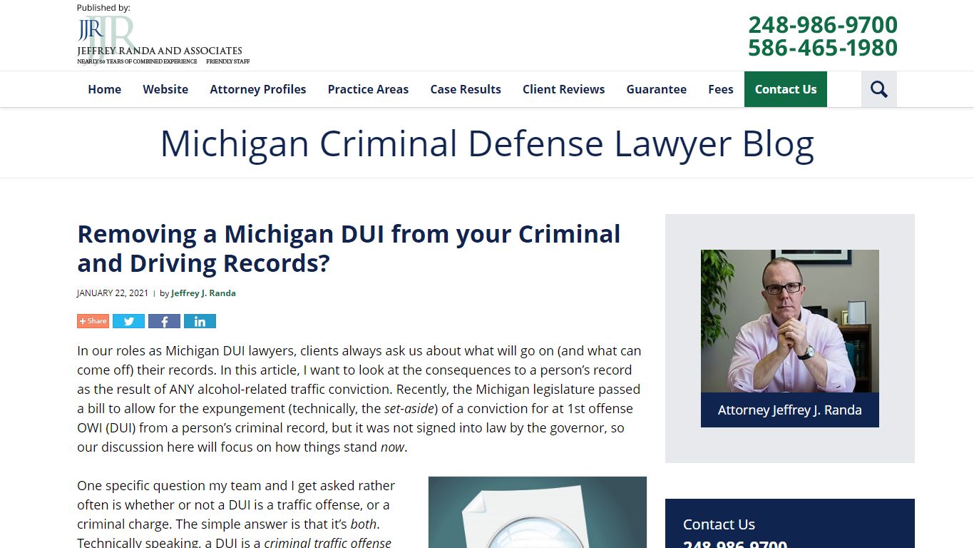 Removing a Michigan DUI from your Criminal and Driving Records?